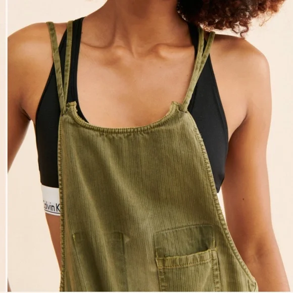 Free People In My Mind Washed Shortalls - Picture 3 of 8